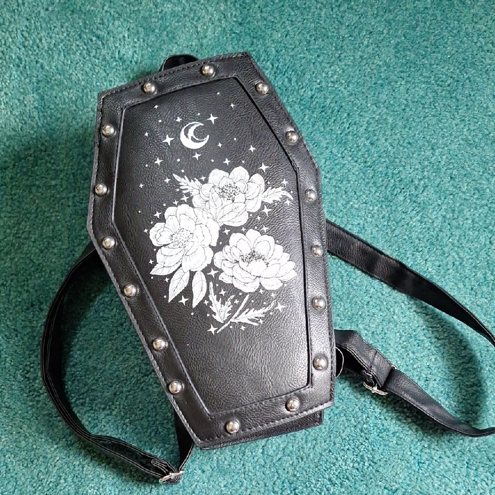 Hot Topic Floral Celestrial Coffin Backpack/Shoulder Bag EUC